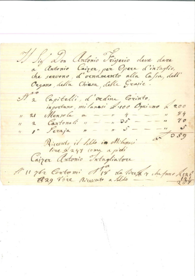 spese per l'intagliatore della cassa dell'organo delle grazie page 0001 risultato