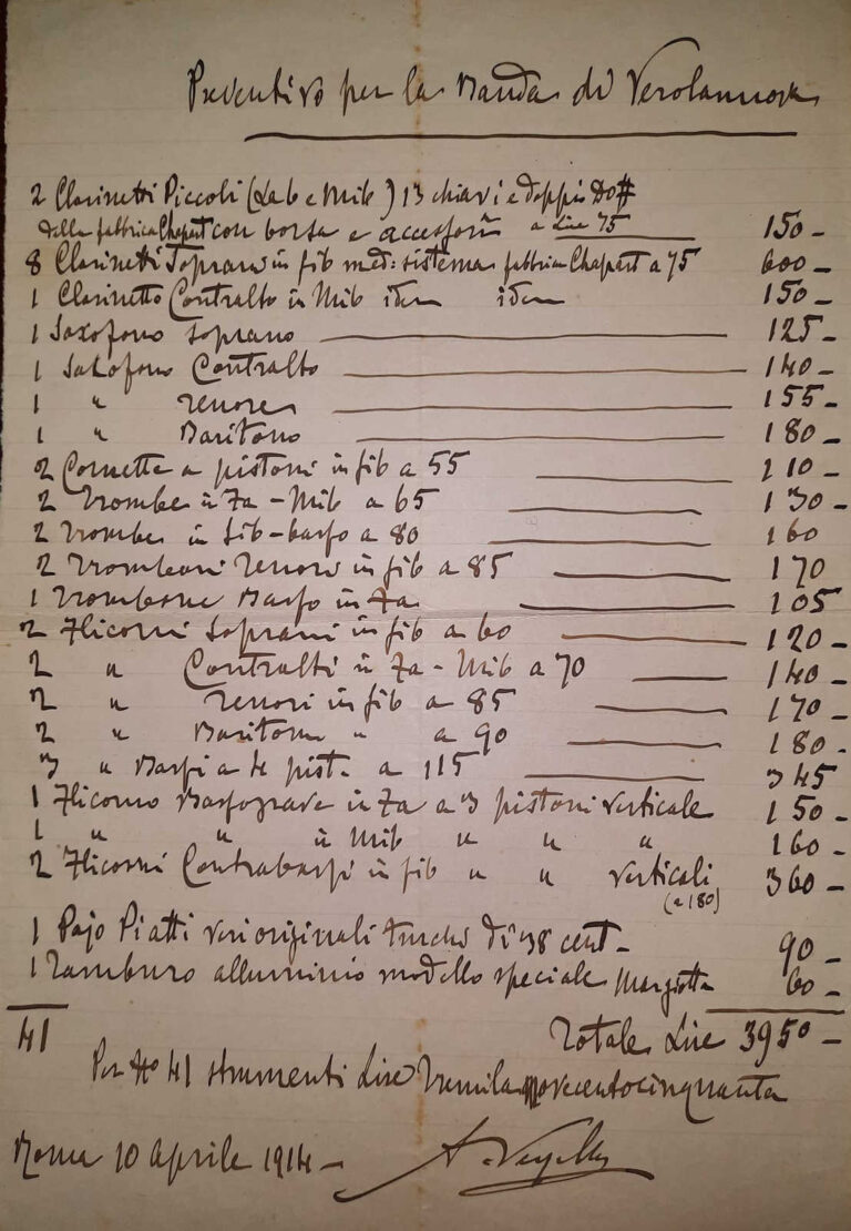 6. preventivo di strumenti per la banda di verolanuova presentato da alessandro vessella risultato